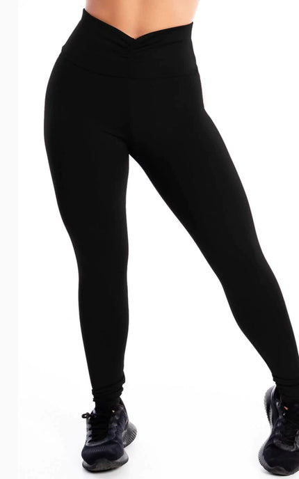 Calça Legging Lisa Preta com Detalhe no Cós REF: LX315