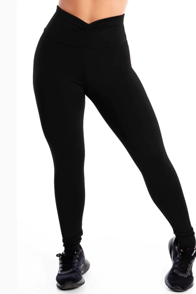 Calça Legging Lisa Preta com Detalhe no Cós REF: LX315