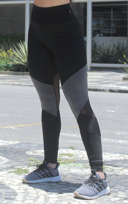 Calça Legging Fitness com Detalhes em Tela REF: LX122