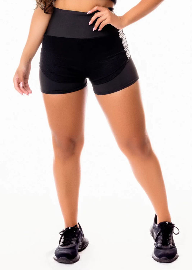 Short Fitness Preto com Tela e Elástico REF: SV8