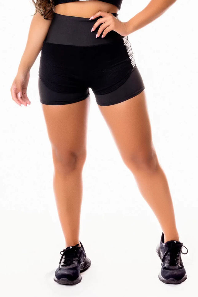 Short Fitness Preto com Tela e Elástico REF: SV8