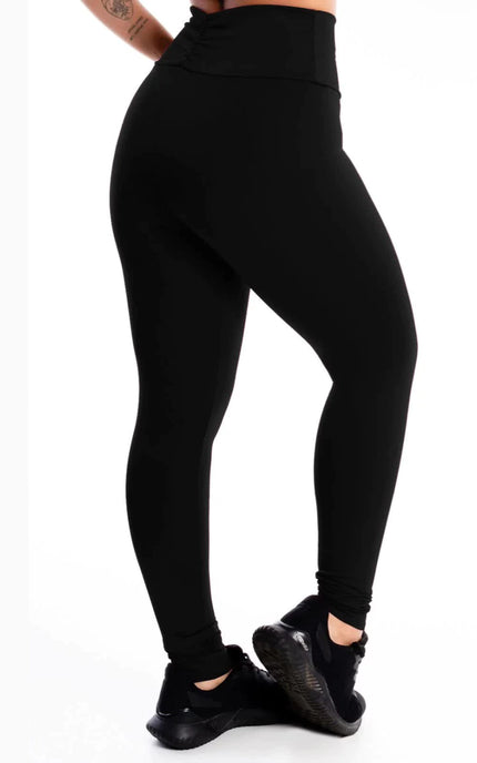 Calça Legging Lisa Preta com Detalhe no Cós REF: LX315