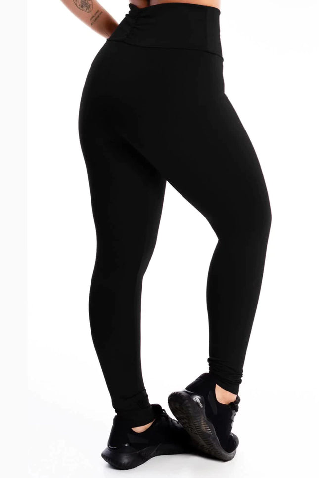 Calça Legging Lisa Preta com Detalhe no Cós REF: LX315