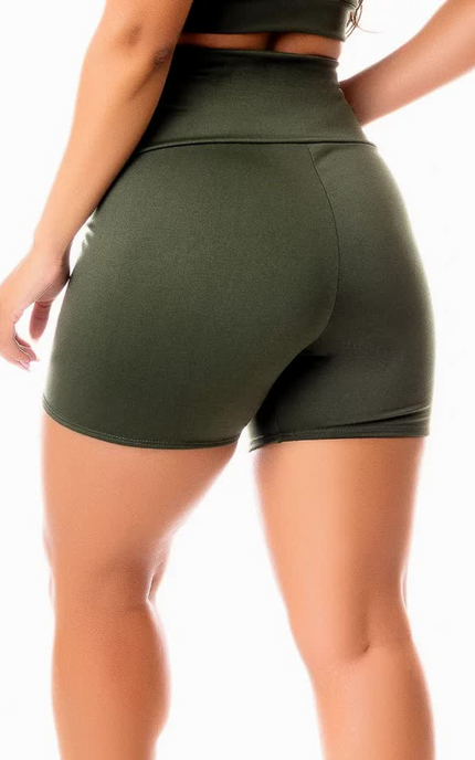 Short Fitness Verde Militar Cintura Alta REF: SV24