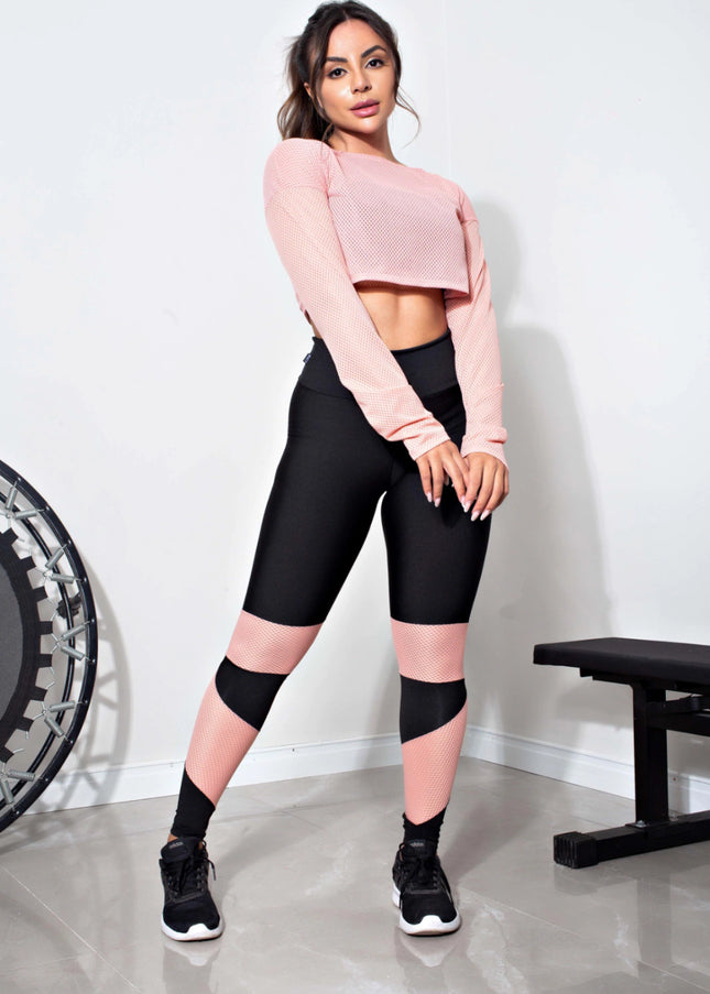 Conjunto Calça Legging e Top Dry Rosê Conjunto Fitness | REF: LX147