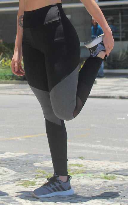 Calça Legging Fitness com Detalhes em Tela REF: LX122
