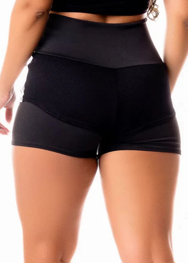 Short Fitness Preto com Tela e Elástico REF: SV8