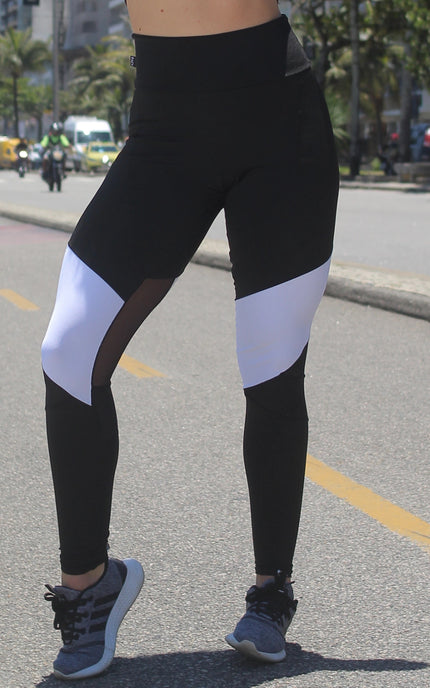 Calça Legging Fitness com Detalhes em Tela REF: LX122