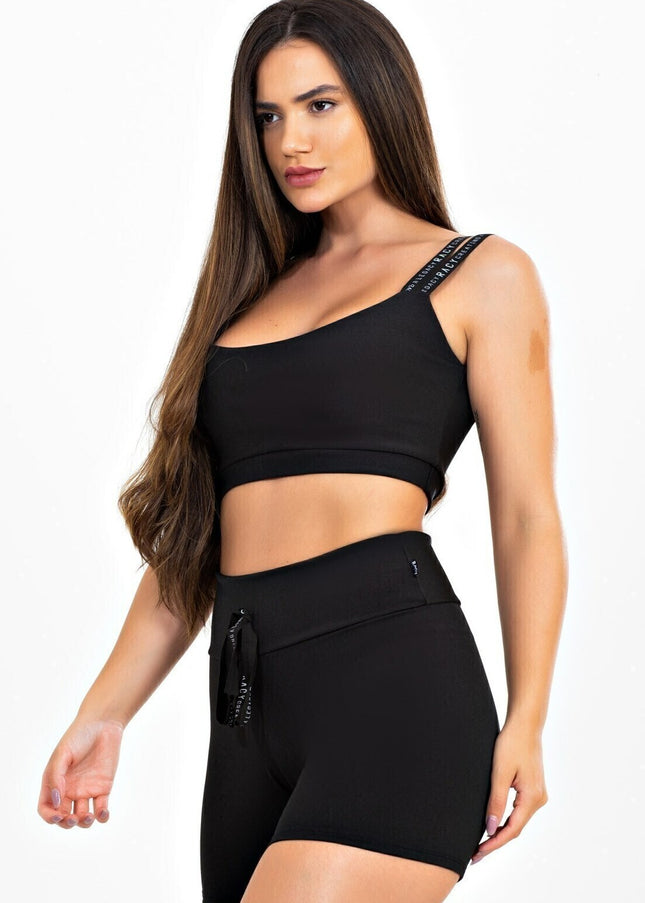 Conjunto Fitness Short com Cadarço e Cropped | REF: CCA7