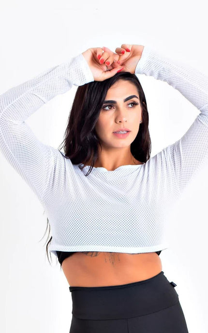 Top Cropped Manga Longa de Tela Dry Fit | REF: CCRPA9