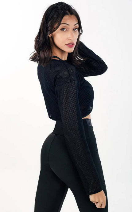 Top Cropped Manga Longa de Tela Dry Fit | REF: CCRPA9