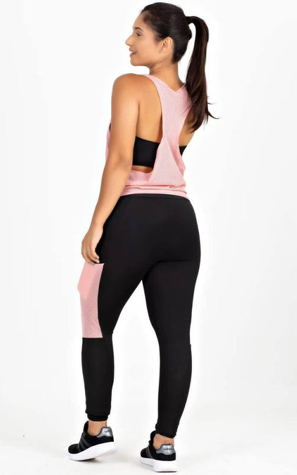 Conjunto Preto &amp; Rosé legging+regata+top