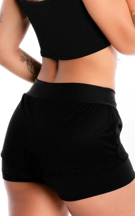Short Saia de Corrida Preto com Tela REF: LX311