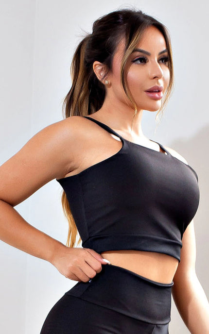 Top Cropped Fitness Preto de Alcinha  | REF: SV9